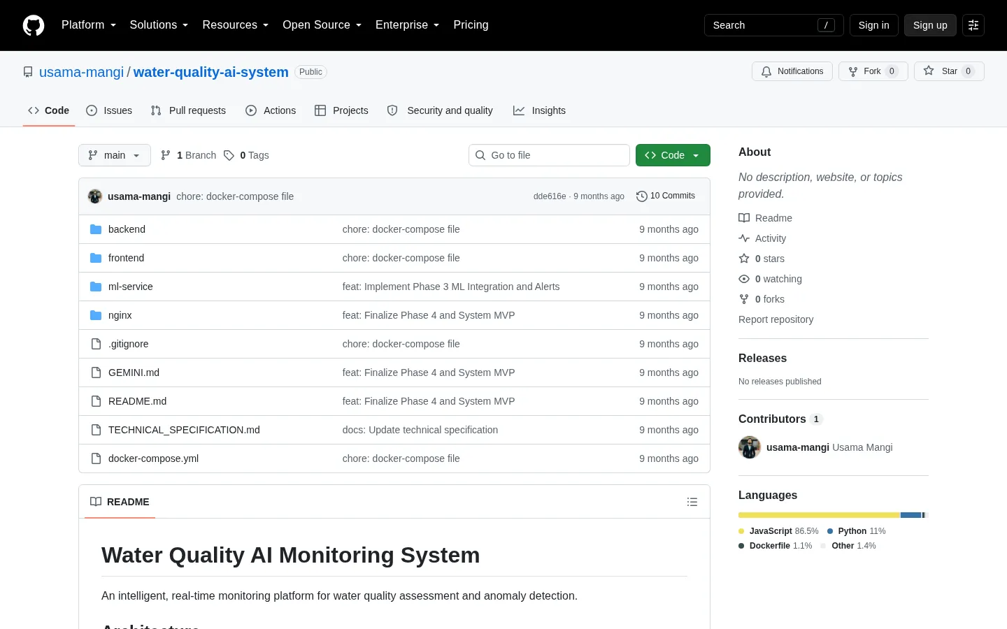 Water Quality AI System